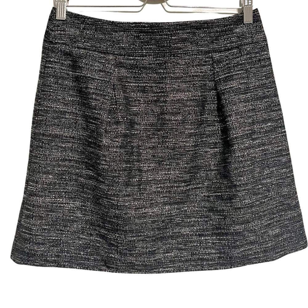 LOFT Gray Black Sparkle Knit Mini Skirt Academic Career Work Office